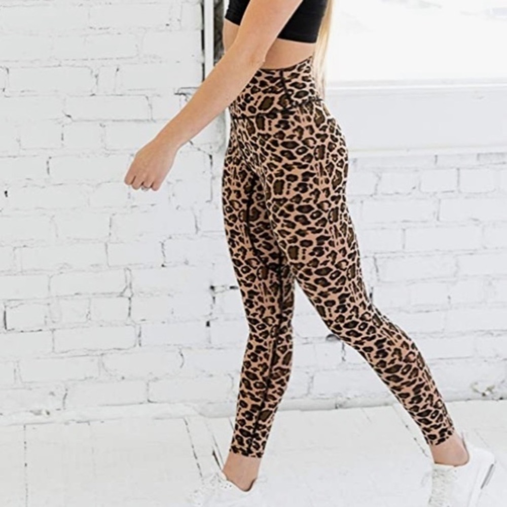 High Waisted Soft Leggings 7/8 Length Seamless Waistband Pattern Leggings